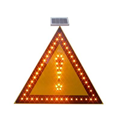 China M& Galvanize D Sheet Capacitance Solar Panel Traffic Post Super Led Flashing Warning Sign for sale