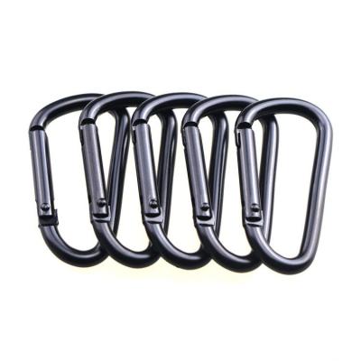 China 5d-Shaped Electrophoresis Mountaineering Black Buckle Carabiner Snap Hook Lightweight Aluminum Best Selling Wholesale for sale