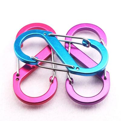 China New Lightweight Design Aluminum Alloy 8 Head Chain Mountaineering Type Mountaineering Buckle Hooks Carabiners for sale