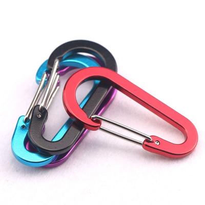 China Lightweight Wholesale Aluminum Climbing Carabiner Main Chain Hook Spring D Shaped Buckle of Mountaineering Accessories for sale