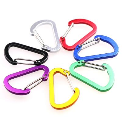 China Factory Wholesale Lightweight D-shaped Flat Spring Buckle Aluminum Metal Round Carabiner Clip for sale