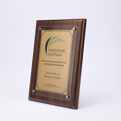 China Morden Aluminum Alloy Wooden Award Plaque With Box For Corporate Appreciation for sale