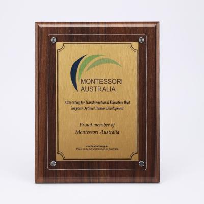 China Custom Embossed Morden Wooden Logo Plaque Awards With New Custom Design for sale