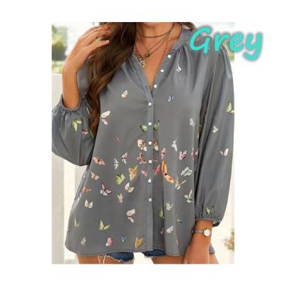 China Summer Breathable Ladies Fashion Factory Wholesale Casual Ladies Tops Butterfly Shirt for sale