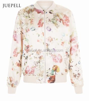 China Floral Print Women Breathable Pink Bomber Jacket for sale