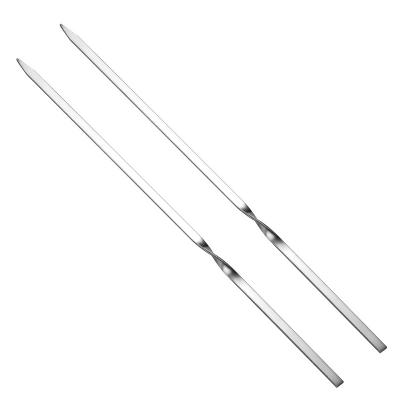 China Easily Cleaned BBQ Grilling Outdoor Camping Skewer Kebab Skewer Reusable Stainless Steel Stick for sale