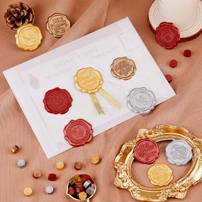 China Custom Decorative Sticker Logo Wax Seal Sticker Wedding Invitation Opens Stamps Wine Bottle Sealing Wax Self Adhesive Wax Seals for sale