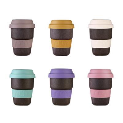 China Sustainable Custom Eco-Friendly Coffee Grounds Plastic Nordic Biodegradable Double Wall Water Cups Reusable Travel Coffee Mug for sale