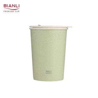 China Custom Viable Logo Free Sample Biodegradable Double Wall Sublimation Coffee Mug Reusable Wheat Straw Coffee Cup for sale