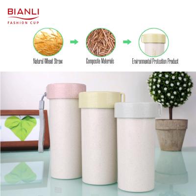 China Wholesale Custom Portable Wheat Straw Coffee Cup With Lids Creative Logo Insulated Reusable Travel for sale