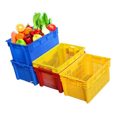 China Plastic Mesh Container Ventilated Storage Basket 180 Degree Stacking And Nesting Container for sale