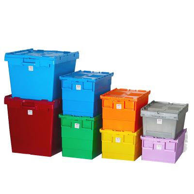 China Plastic Storage Boxes Solid Stackable Blue Crate Container Security Crate Storage Box With Lids for sale