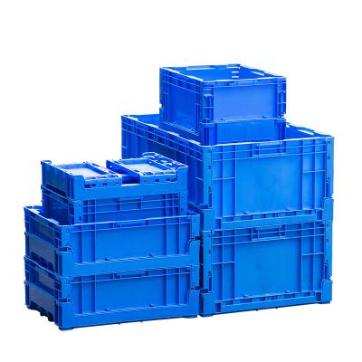 China Solid Heavy Duty Collapsible Box Crates Garage Storage Plastic Stackable Foldable Industrial Trash Container for sale