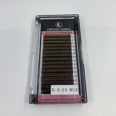 China Crystal Lashes 16 Rows D Curl Soft Colored Mix 8-14 SALIC Curl Matte Brown Volume Eyelash for sale