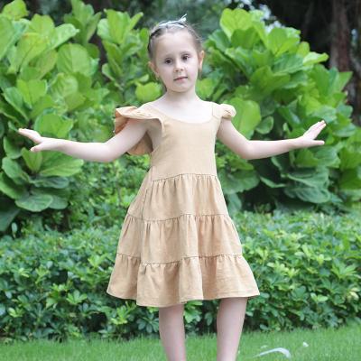 China Anti-Wrinkle Anti-Wrinkle Baby Summer Dress Solid Color Babies Clothes Princess Baby Casual Outfits for sale