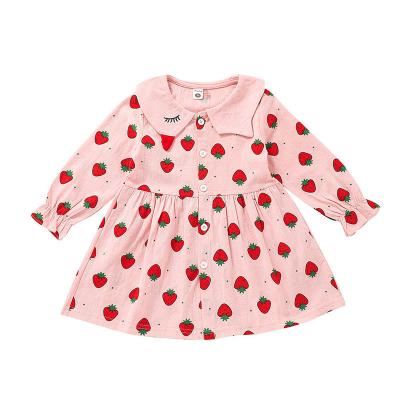 China Cotton Fabric/Double-needle Edge/Evelope Lap Shoulder Cotton Fabric/Shoulder Lap Top Strawberry Baby Dress From Sleeve Baby Clothing Factory Double-needle Full Edge/Evelope Baby Dress for sale