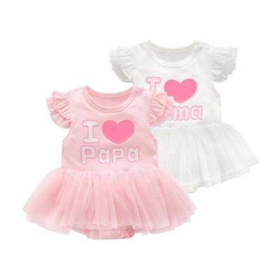 China Factory wholesale hot sale custom summer anti-static embossed fabric embroidered breath sleeve babies ballet tutu dress with romper for sale