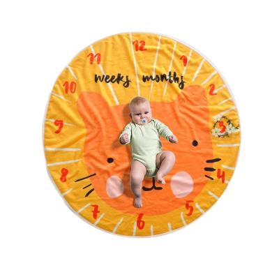 China Factory Printed Fleece Baby Boy Milestone Blanket Soft Thick Circle Anti-pilling Cute Cat Anti-pilling Custom Wholesale for sale