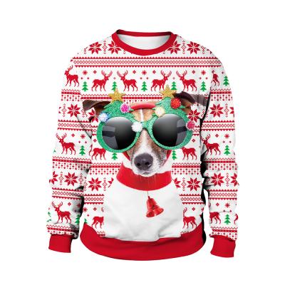 China new autumn men's and women's collar sweaters Anti-wrinkle Christmas deer couples hoodie round printed men's sweaters for sale