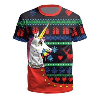 China New European and American popular Amazon spot Christmas tablets young men and women short sleeve T-shirts men's T-shirts for sale