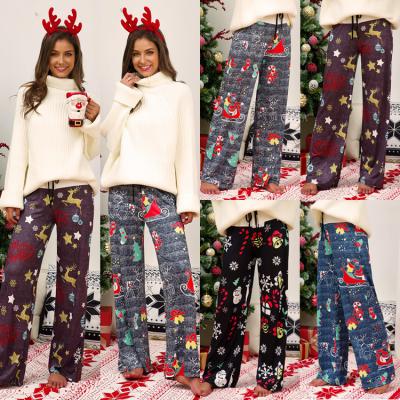 China Amazon popular anti-pilling women's Christmas setting print plaid quilting casual sweatpants women's pants for sale