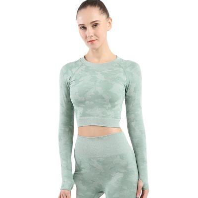 China QUICK DRY yoga bodybuilding long sleeve seamless amazon yoga wear tight running bodybuilding apparel islamic clothing for sale