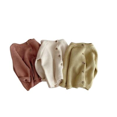 China Breathable Children's Sweater Children's Clothing Baby Spring And Autumn Cardigan Baby Plain Wool Knitted Jacket for sale