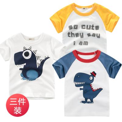 China 2021 new children's clothing anti-shrinkage male baby clothes of the summer children's short-sleeved T-shirt 3 pieces for sale