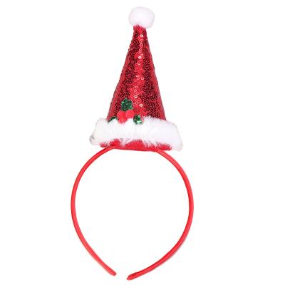 China B1217 Smart Casual Christmas New Year Decorations Novelty Folded Red Santa Hat Headhoop for sale