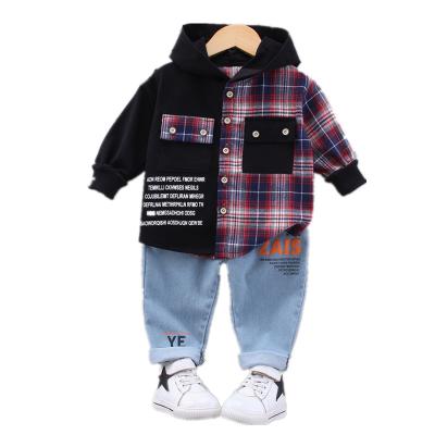 China New Children's Boys Casual High Quality Spring Set Long Sleeve Plaid Shirt Pants 2 Piece Sets Clothes for sale