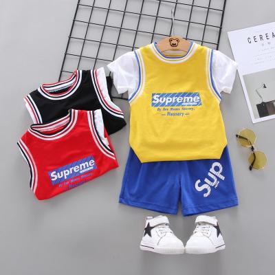 China Wholesale Boys Sports Style Kids Clothes Short Sleeve T-shirt Printing Sets Baby Summer Sports Clothes 2pcs for sale