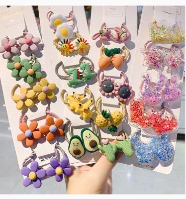 China Cute Korean Style Children's Hair Accessories Girls Cartoon Hair Ring For Braid Elastic Hair Ring 5 Pieces Set for sale