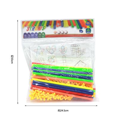 China Building Blocks Toy Creative Building Construction Straw Toys Plastic Brick Set 4D Space For Kid for sale