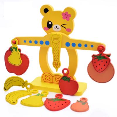 China 2021 New Fruit Balance Wooden Digital Scale Children's Educational Toy for sale