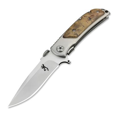 China High Quality Non-variable Outdoor Wooden Handle Pocket Knife EDC Stainless Steel Camping Blade Hunting Folding Knife for sale