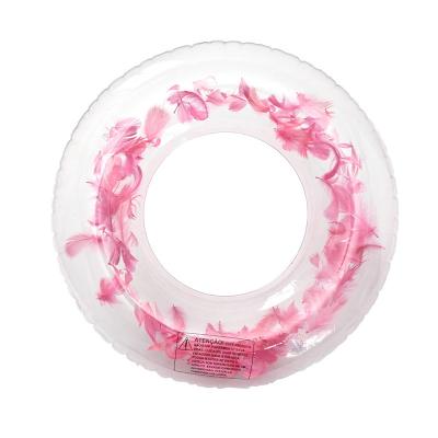 China Child spot thickened PVC inflatable feather ring transparent children's swimming ring wholesale for sale