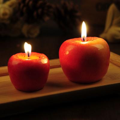 China Christmas Home Decoration Single Fruit Red Apple Shape Romantic Smokeless Candle For Wedding for sale