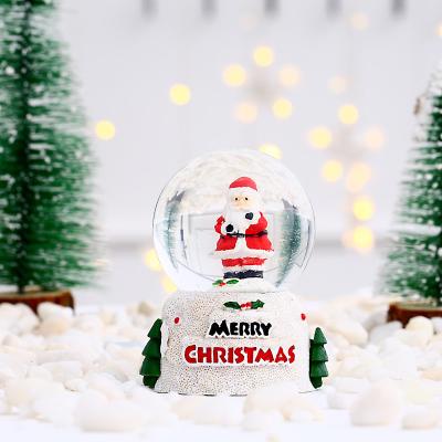 China Simple Christmas Crystal Ball Santa Snowman Glass Ball Kids Gifts Glowing Desktop Ornament for sale