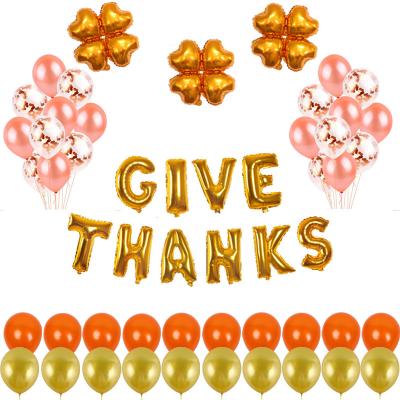 China Simple Thanksgiving Decoration Foil Foil Letter Balloons 12 Inch Round Rose Gold Sequins Multicolor Paper Party Balloons Set for sale