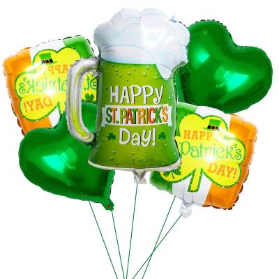 China Simple St Patrick's Day Foil Balloon Set 18 Inch Four Leaf Clover Green Irish Beer Festival Festival Party Decor for sale