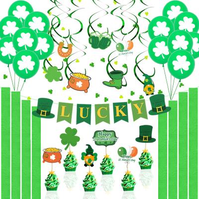 China Single Balloon Set St. Patrick's Day Party Decoration Pull Flag Spiral Round Latex Balloons for sale