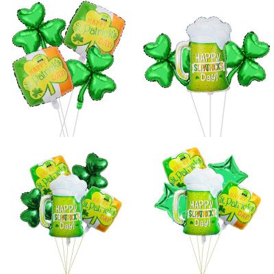 China Simple Irish St. Patrick's Day Balloon Green Clover Wine Glass Balloon Party Decoration for sale