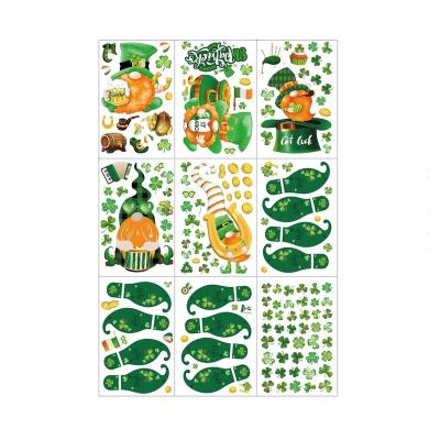 China Creative Green Dwarf Window Sticker St Patrick's Day Irish Festival Decoration Anti-Static Removable Window Sticker Waterproof St Patrick's Day PVC Stickers for sale