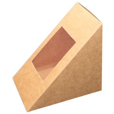 China Disposable Disposable Take Out Kraft Paper Sandwich Box With Single Window Offset Printing Food Packing Boxes for sale