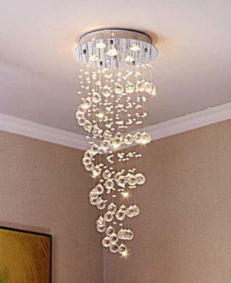 China Modern Luxury Villa Crystal Pendant Lamp Light Spiral Lighting Raindrop Raindrop Restaurant Bar Loft for sale