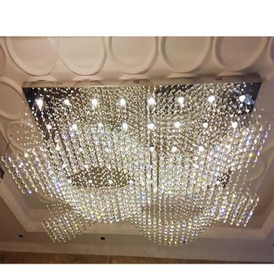 China Modern Lighting Rectangular Crystal Chandelier De Luster Modern Lighting Living Room Bedroom Ceiling Lamp for sale