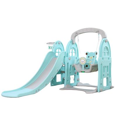 China Updated 1-8 3 in 1 Indoor Plastic Kids Happy Baby Toy Slides and Swing for Home for sale