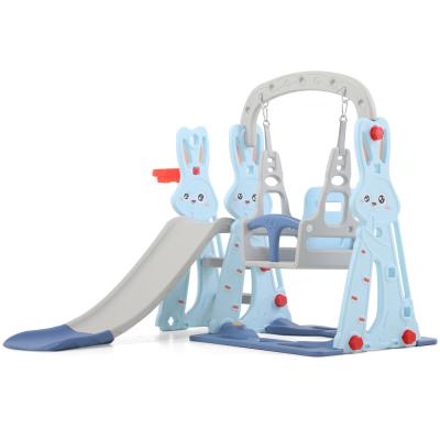 China New Eco-friendly Rabbit Baby Kids Plastic Indoor Swing With Slide For Kids Playground Family Jumpsuit for sale