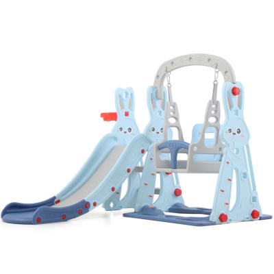 China Eco-Friendly Amazon Selling New Rabbit Theme Indoor Game Playground Home Plastic Children Swing And Slide for sale