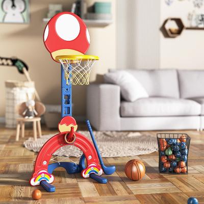 China Basketball Playing Kids Mini Plastic Multifunctional Toys Baby Custom Adjustable Basketball Hoop for sale